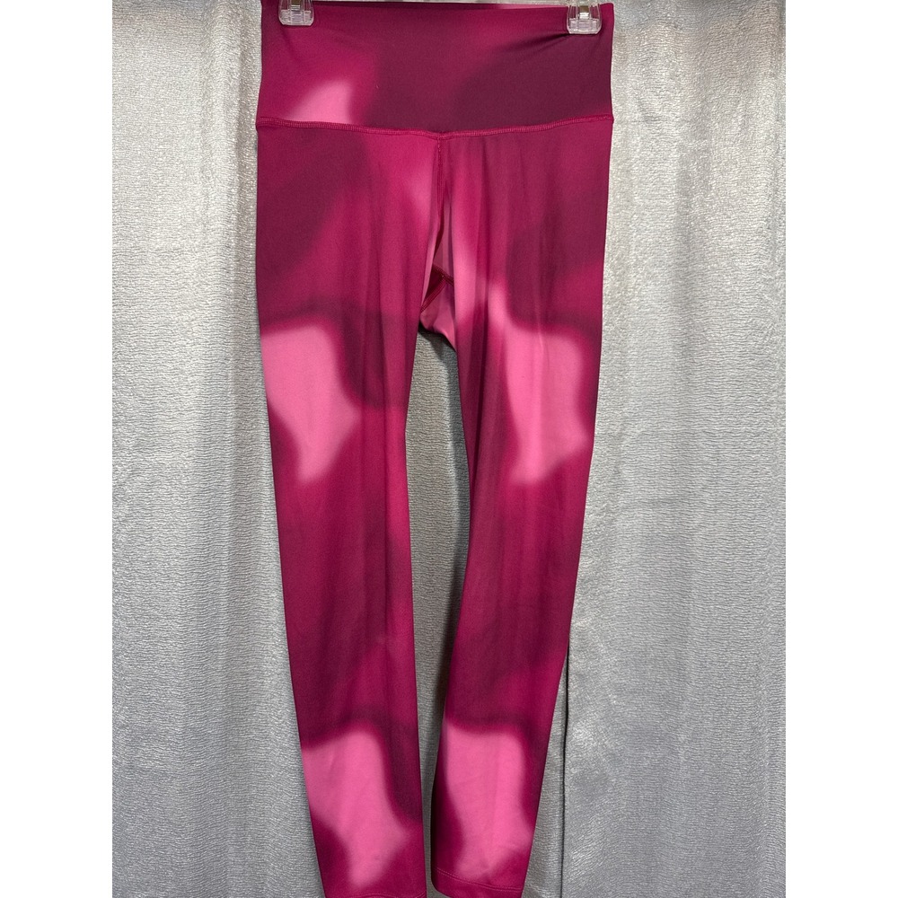 Nike Yoga Dri-FIT Womens Pink Burgundy Abstract Print High Waisted Leggings M